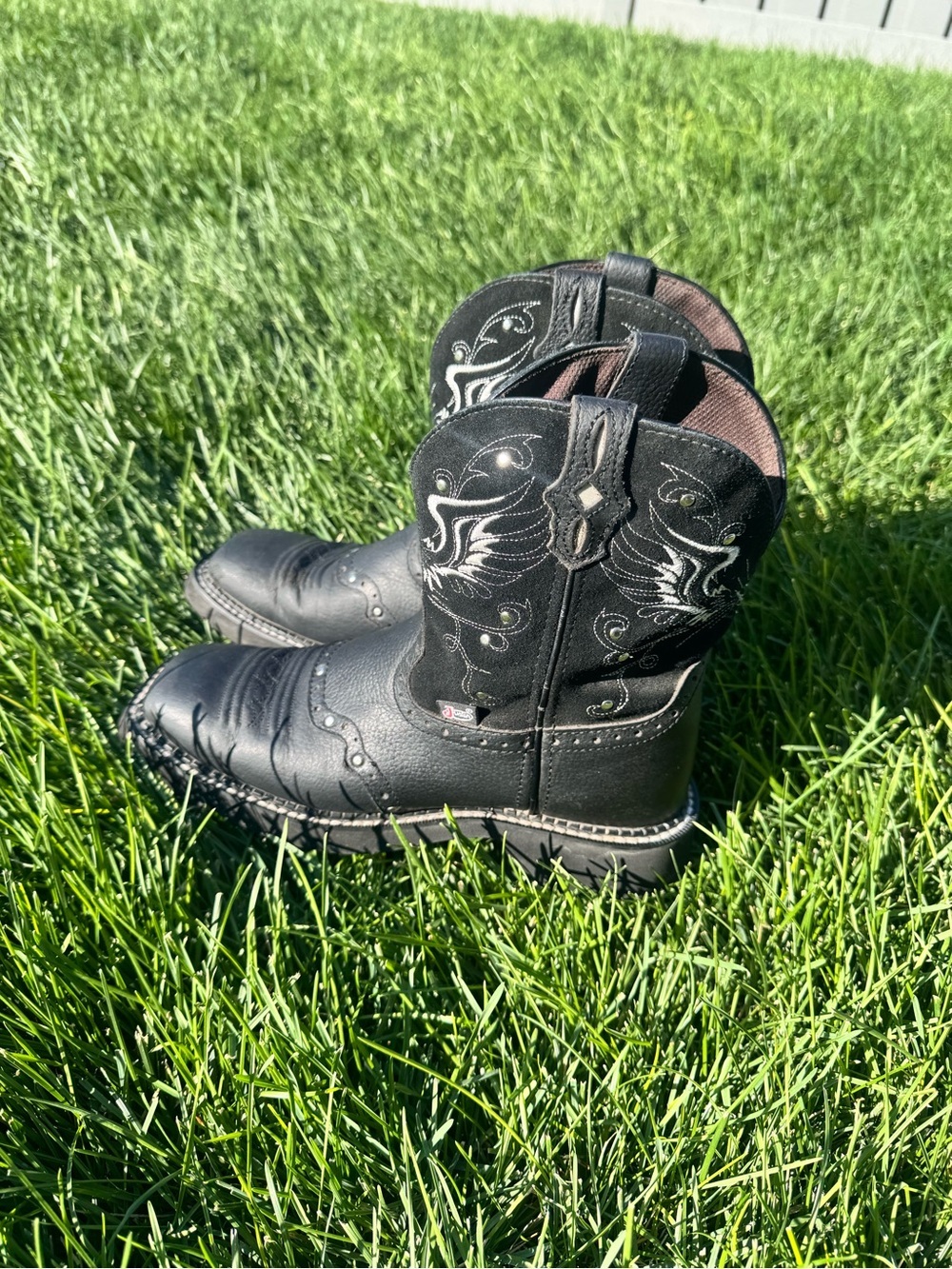 Justin Gypsy Black Leather Western Boots Eagle Embroidery Women’s 9B
